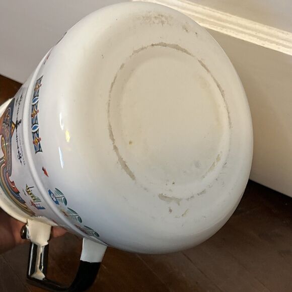 Vintage 1960's Berggern Swedish Floral Rooster Enamelware Coffee Tea Pot - Picture 6 of 10